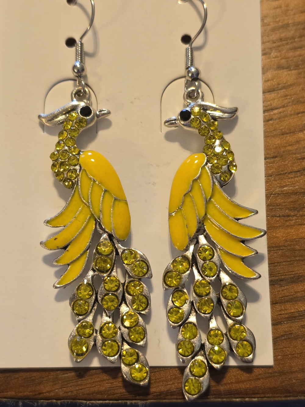 Yellow Crystal Parrot Drop Earrings - Women Jewelry